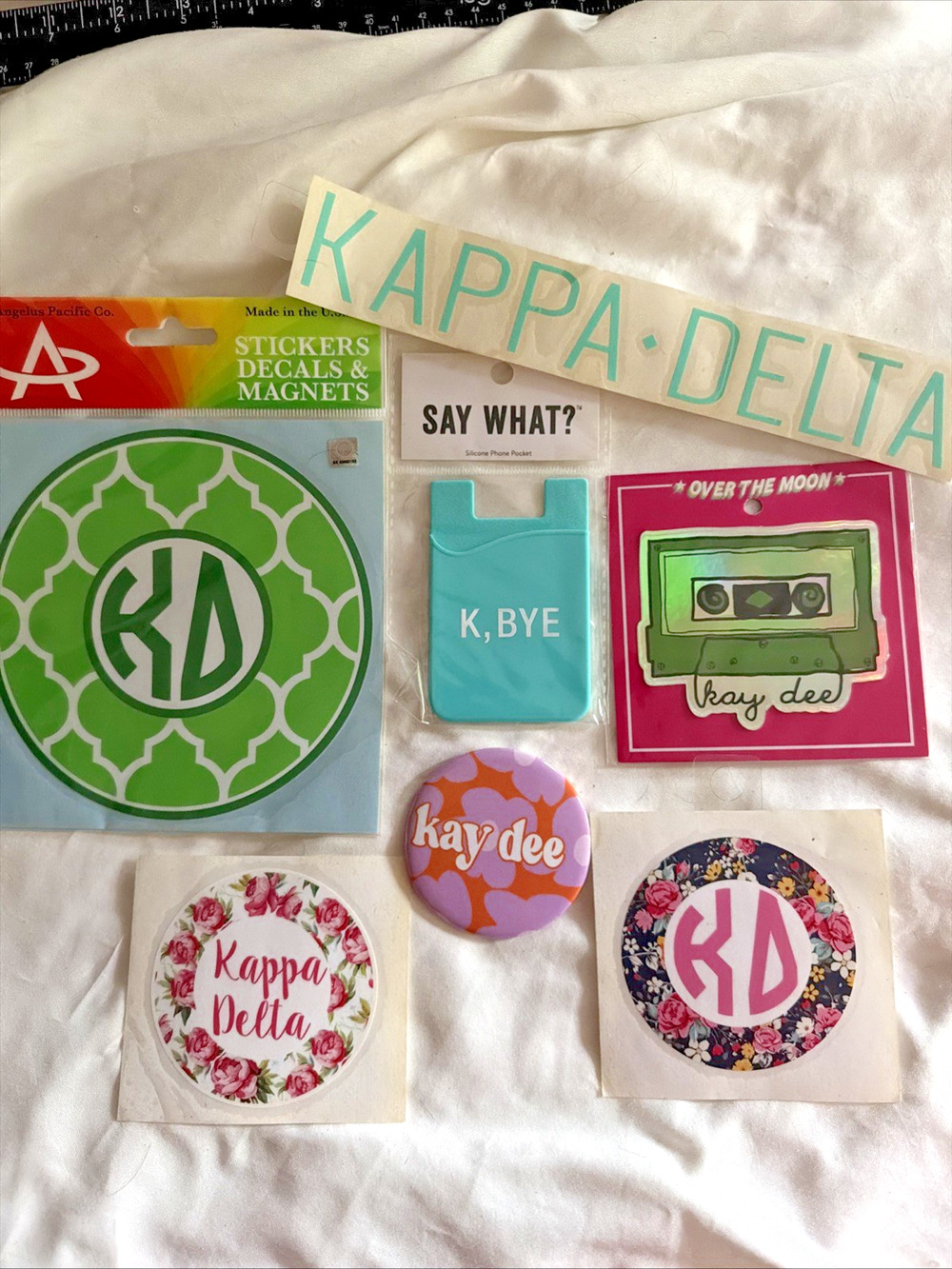 KAPPA DELTA Sorority Bundle Lot Car Decal Pins Sticker Greek College 7 PCS NEW